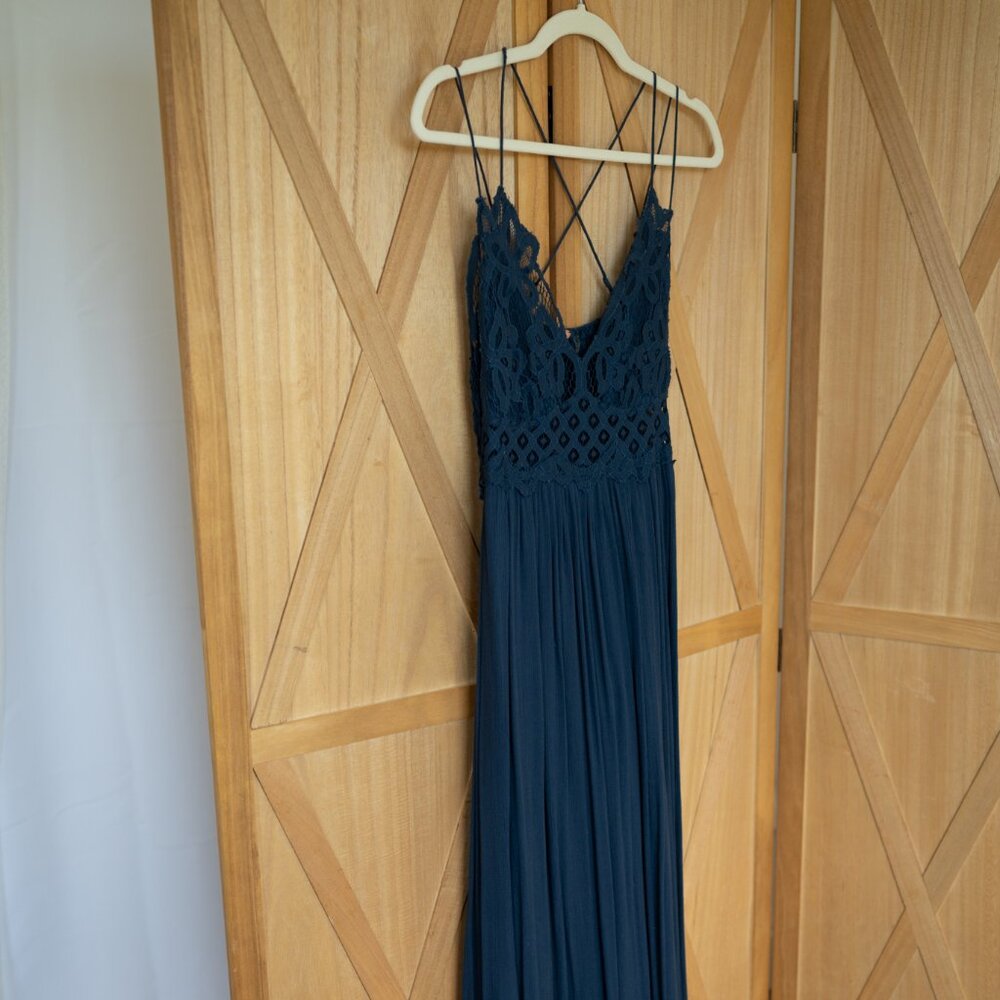 Free People Adella Maxi Slip Dress - Navy Blue